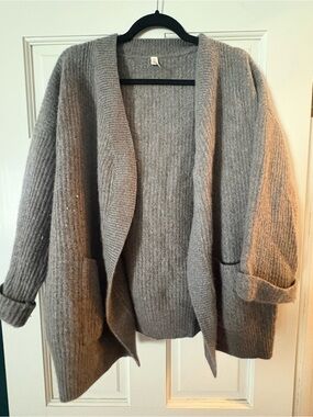 Nap 100% Cashmere Gray Open Front Cardigan